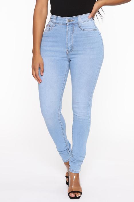 Womens Stretch Denim High-Waisted Skinny Jeans